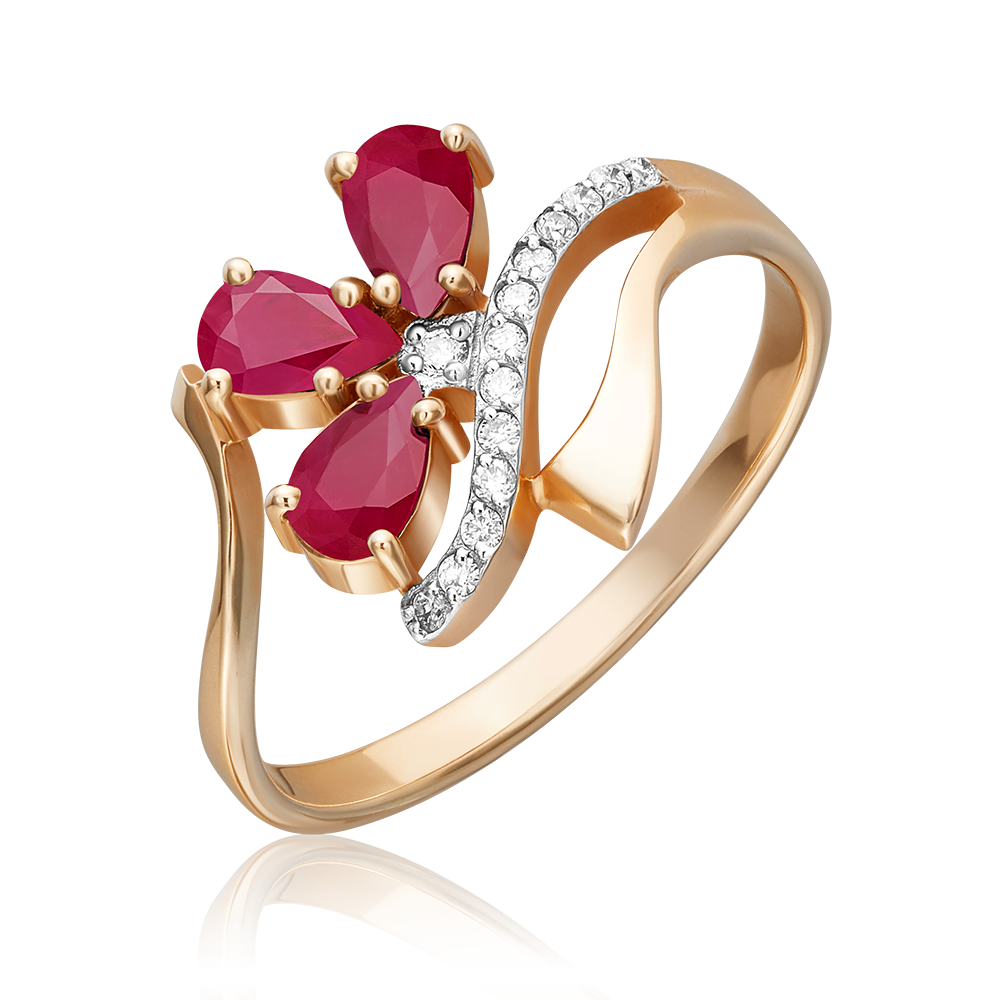 Кольцо из красного золота с рубинами и бриллиантами 01-0133-00-107-1110-30