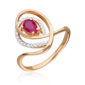 Кольцо из красного золота с рубином и бриллиантами 01-0135-00-107-1110-30