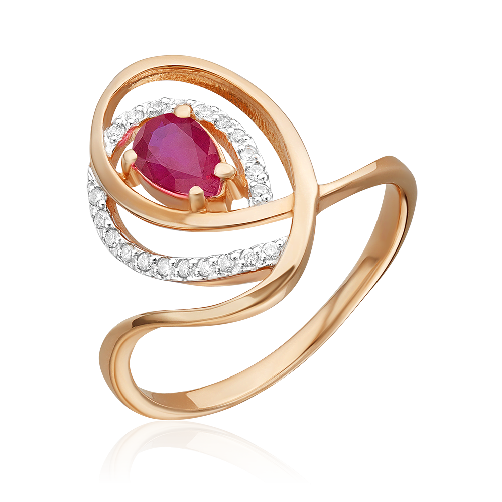 Кольцо из красного золота с рубином и бриллиантами 01-0135-00-107-1110-30
