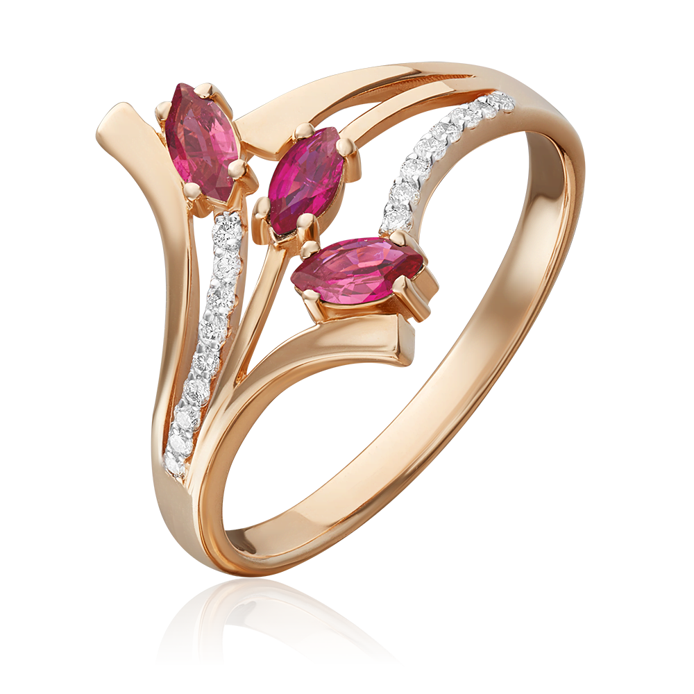 Кольцо из красного золота с рубинами и бриллиантами 01-0137-00-107-1110-30