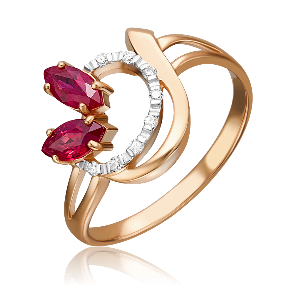 Кольцо из красного золота с рубинами и бриллиантами 01-0139-00-107-1110-30