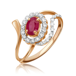 Кольцо из красного золота с рубином и бриллиантами 01-0145-00-107-1110-30
