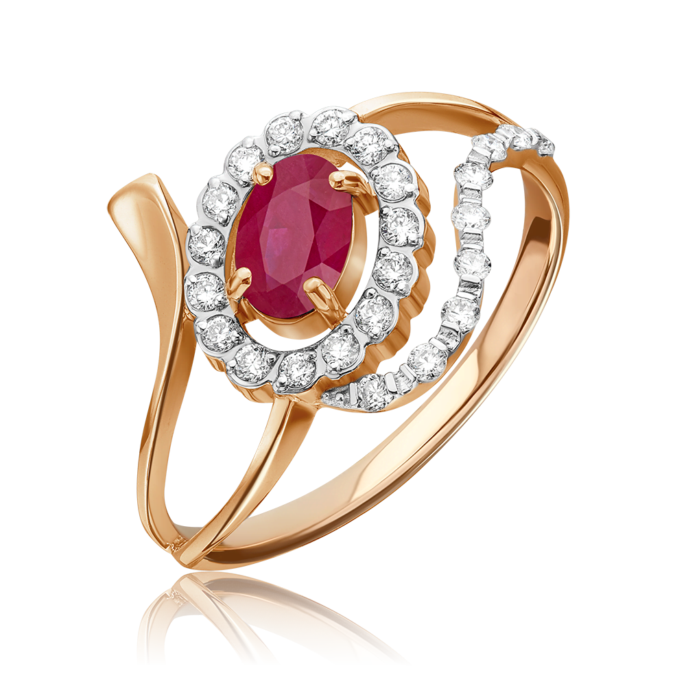 Кольцо из красного золота с рубином и бриллиантами 01-0145-00-107-1110-30