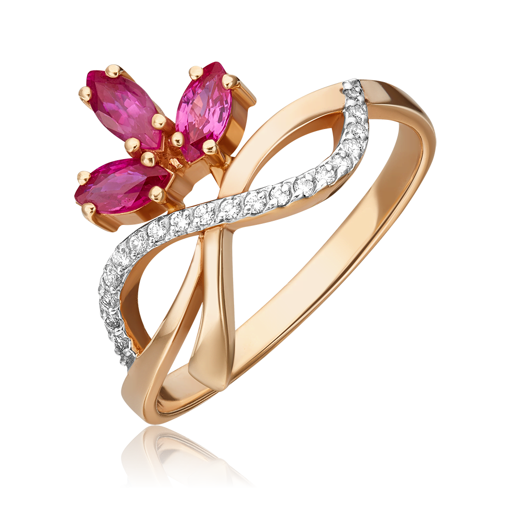 Кольцо из красного золота с рубинами и бриллиантами 01-0171-00-107-1110-30