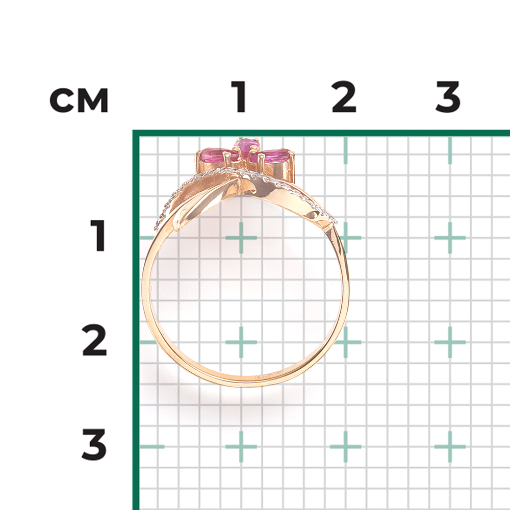 Кольцо из красного золота с рубинами и бриллиантами 01-0171-00-107-1110-30