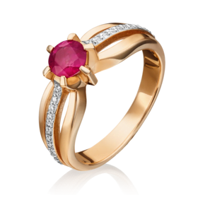 Кольцо из красного золота с рубином и бриллиантами 01-0181-00-107-1110-30