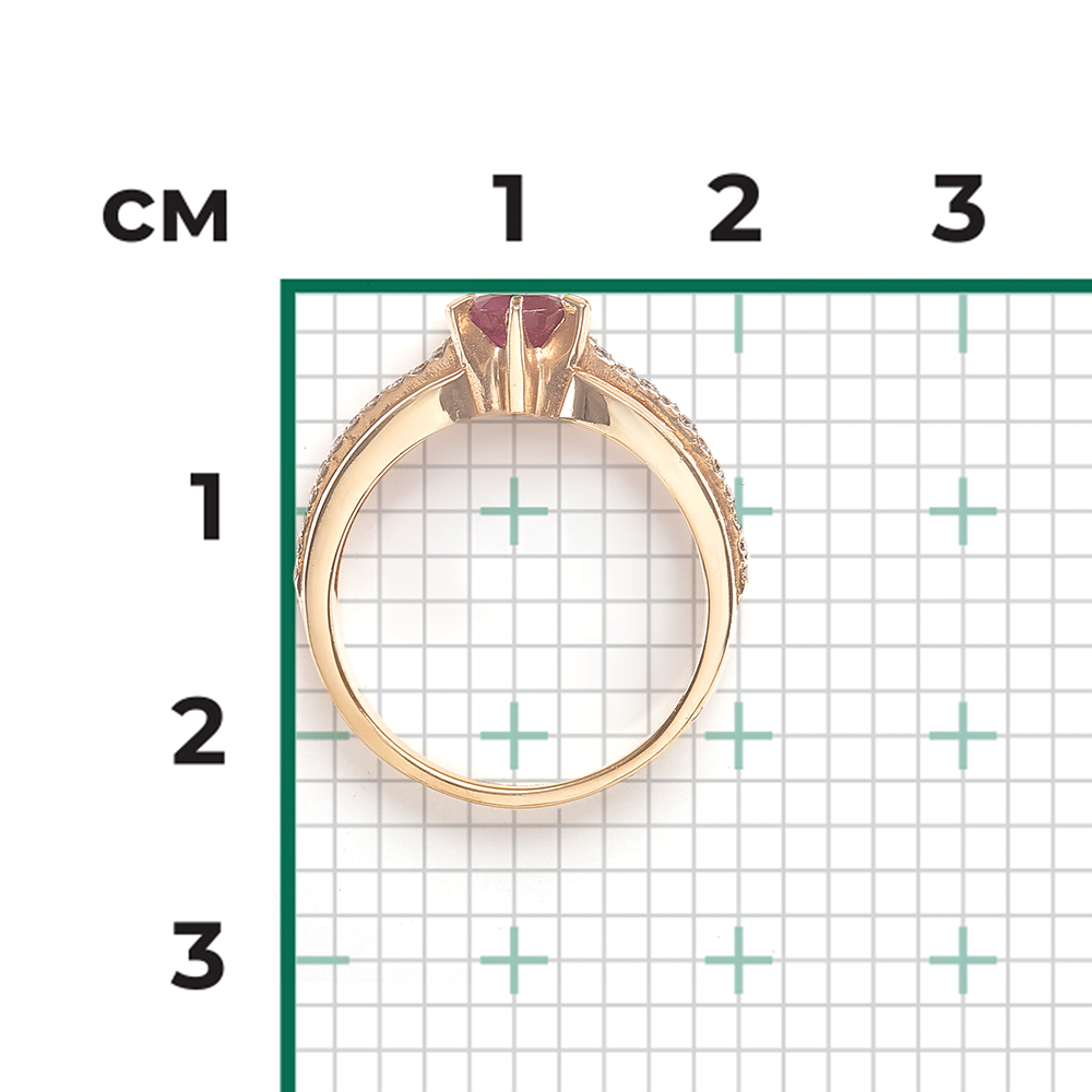 Кольцо из красного золота с рубином и бриллиантами 01-0181-00-107-1110-30
