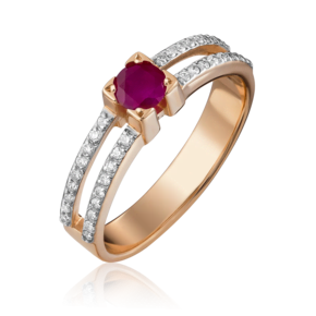 Кольцо из красного золота с рубином и бриллиантами 01-0183-00-107-1110-30