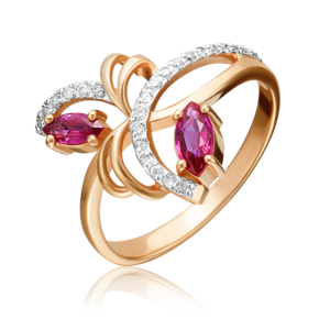 Кольцо из красного золота с рубинами и бриллиантами 01-0189-00-107-1110-30