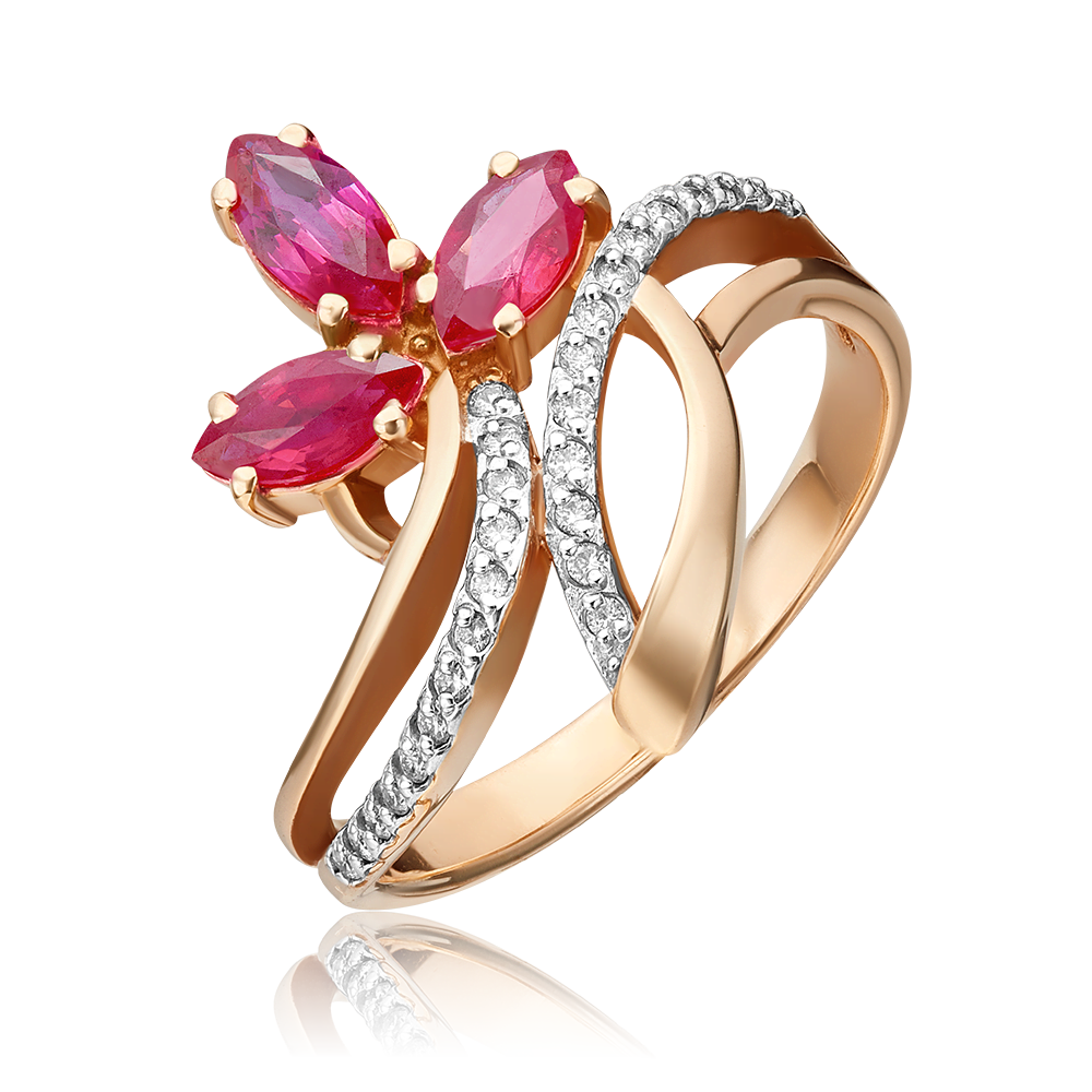 Кольцо из красного золота с рубинами и бриллиантами 01-0191-00-107-1110-30