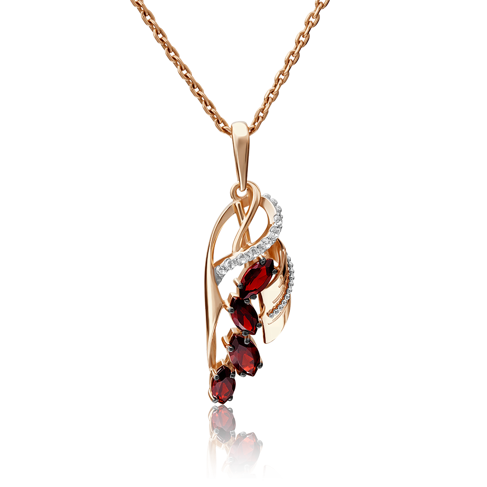 Подвеска из красного золота с гранатами и натуральными топазами white 03-2867-00-264-1110-57