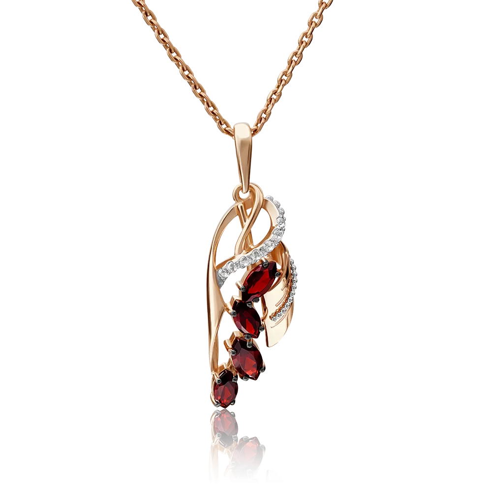 Подвеска из красного золота с гранатами и натуральными топазами white 03-2867-00-264-1110-57