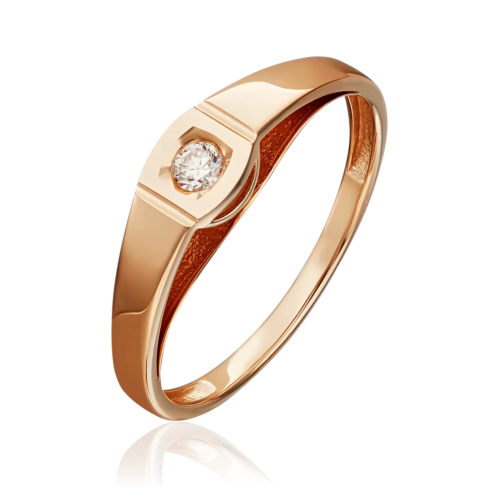 Помолвочное кольцо из красного золота с бриллиантом 01-4950-00-101-1110-30