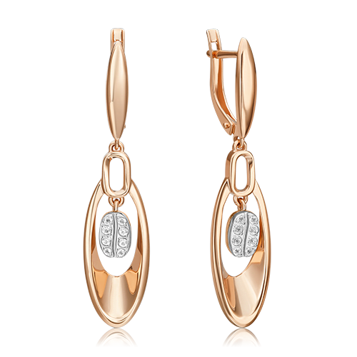 Серьги с английским замком из комбинированного золота с натуральными топазами white 02-4922-00-201-1111