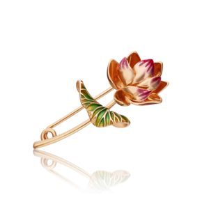 Брошь «Лотос» из красного золота с эмалью 04-0250-00-000-1110-48