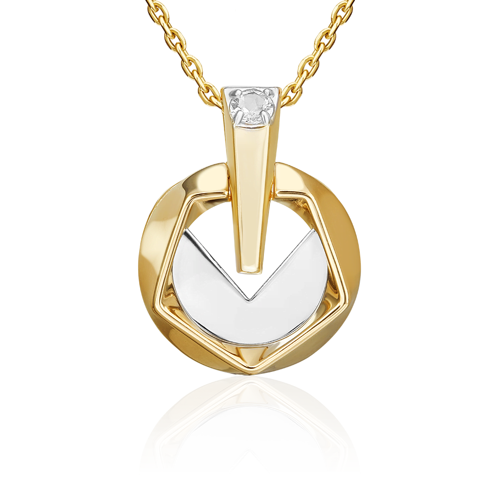 Подвеска из комбинированного золота с натуральным топазом white 03-3380-00-201-1121