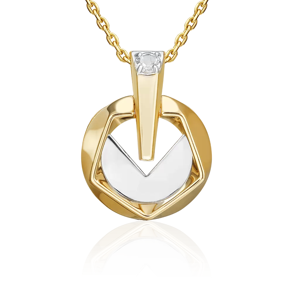 Подвеска из комбинированного золота с натуральным топазом white 03-3380-00-201-1121