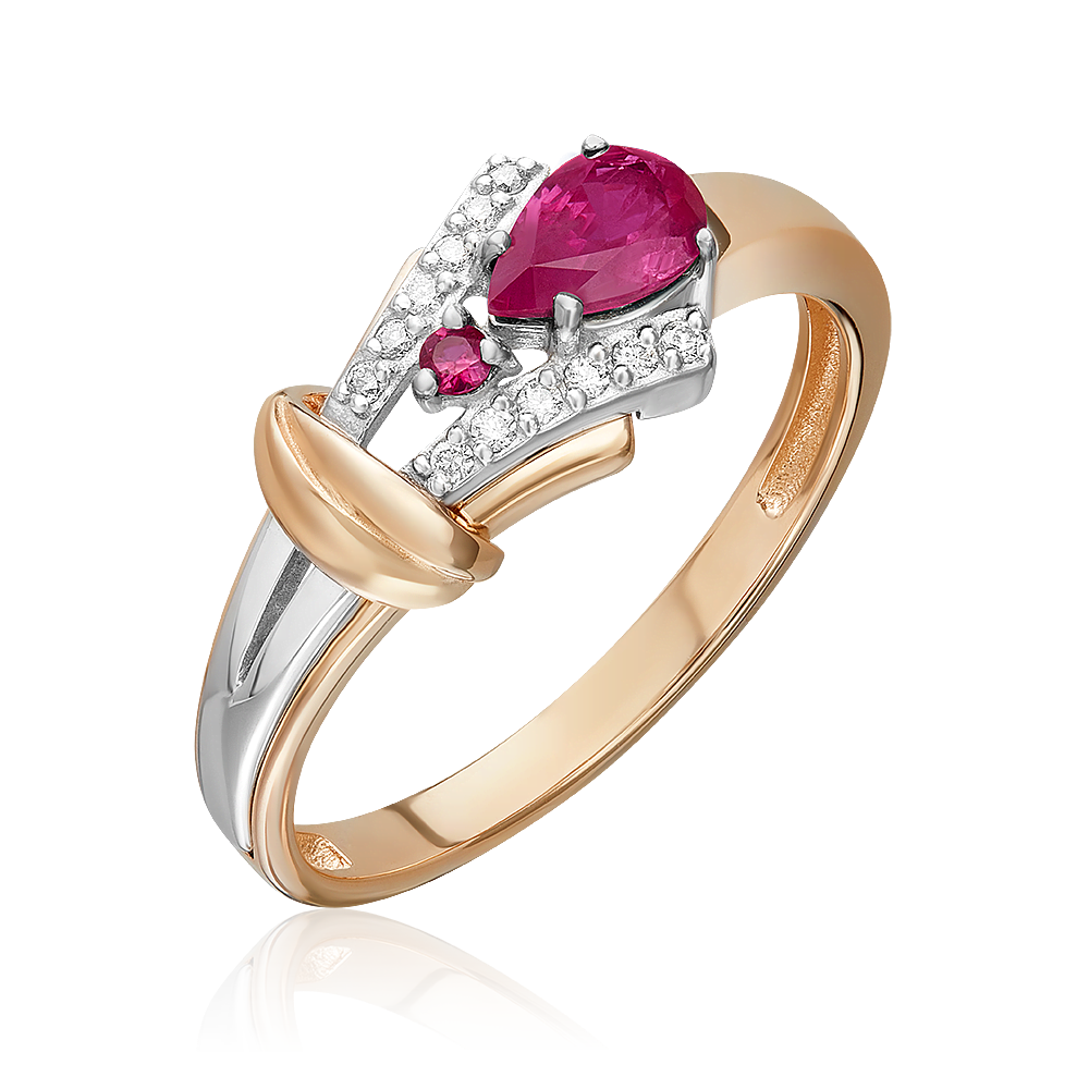 Кольцо из комбинированного золота с рубинами и бриллиантами 01-5727-00-107-1111