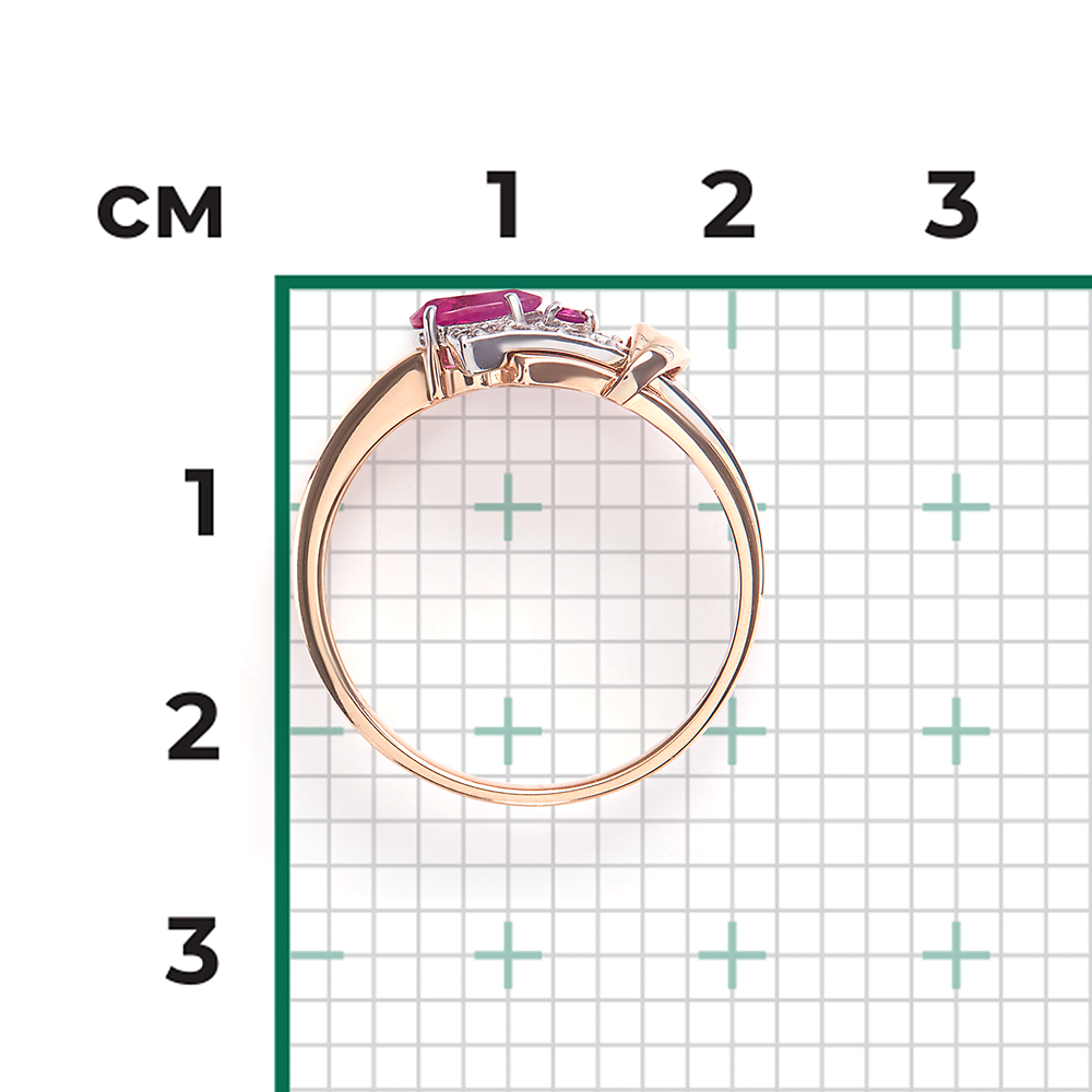 Кольцо из комбинированного золота с рубинами и бриллиантами 01-5727-00-107-1111