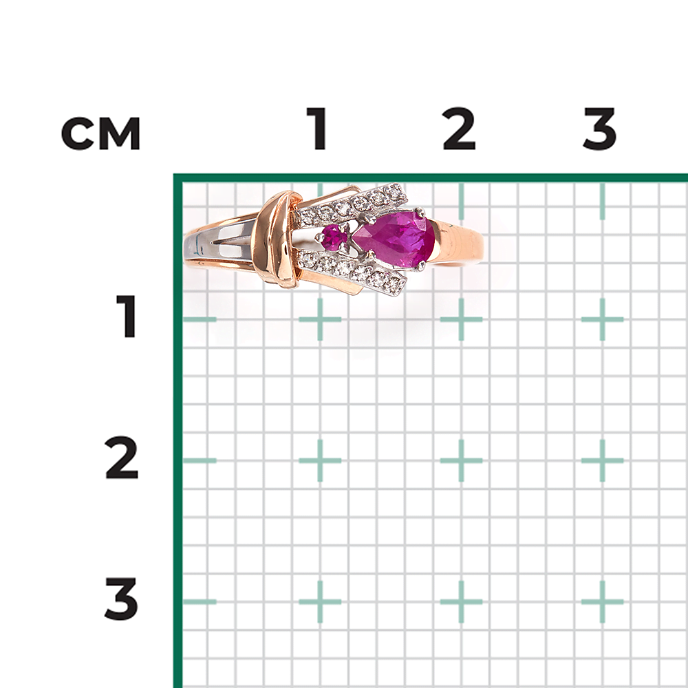 Кольцо из комбинированного золота с рубинами и бриллиантами 01-5727-00-107-1111