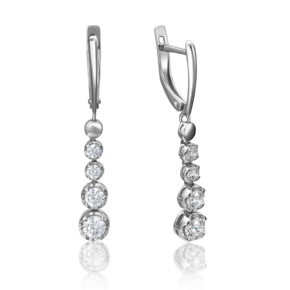 Серьги с английским замком из белого золота с фианитами 02-4208-00-501-1120-38