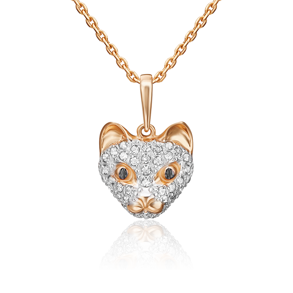 Подвеска «Горностай» из красного золота с синтетическими вставками 03-2540-00-801-1110-55