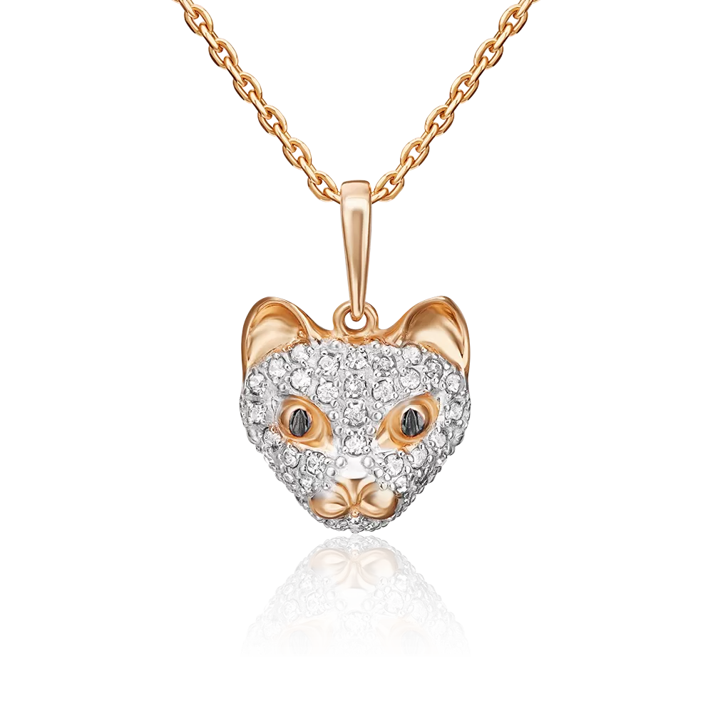 Подвеска «Горностай» из красного золота с синтетическими вставками 03-2540-00-801-1110-55