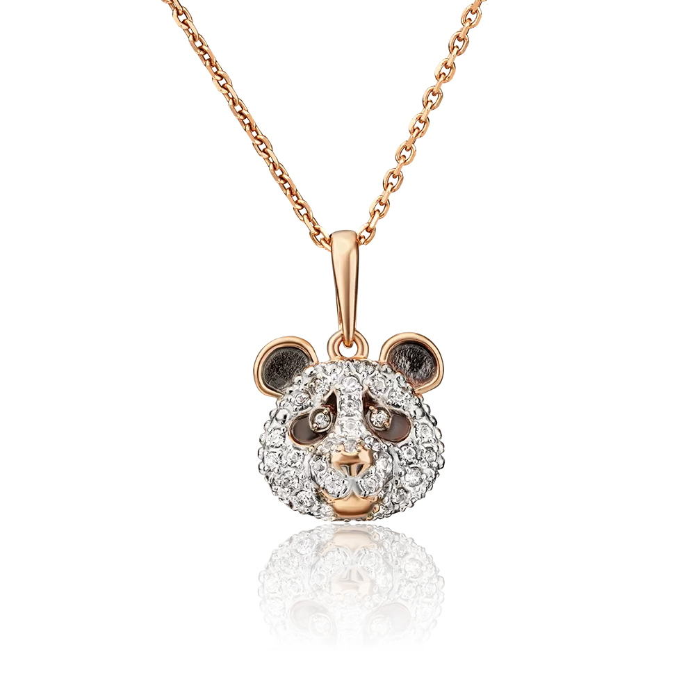 Подвеска «Панда» из красного золота с синтетическими вставками 03-2541-00-801-1110-55