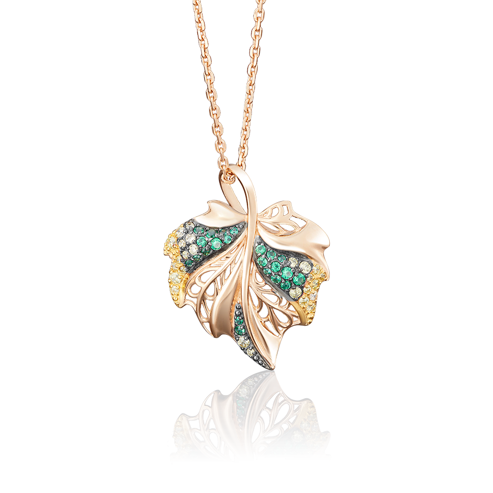 Подвеска «Лист» из красного золота с фианитами 03-2544-00-404-1110-24