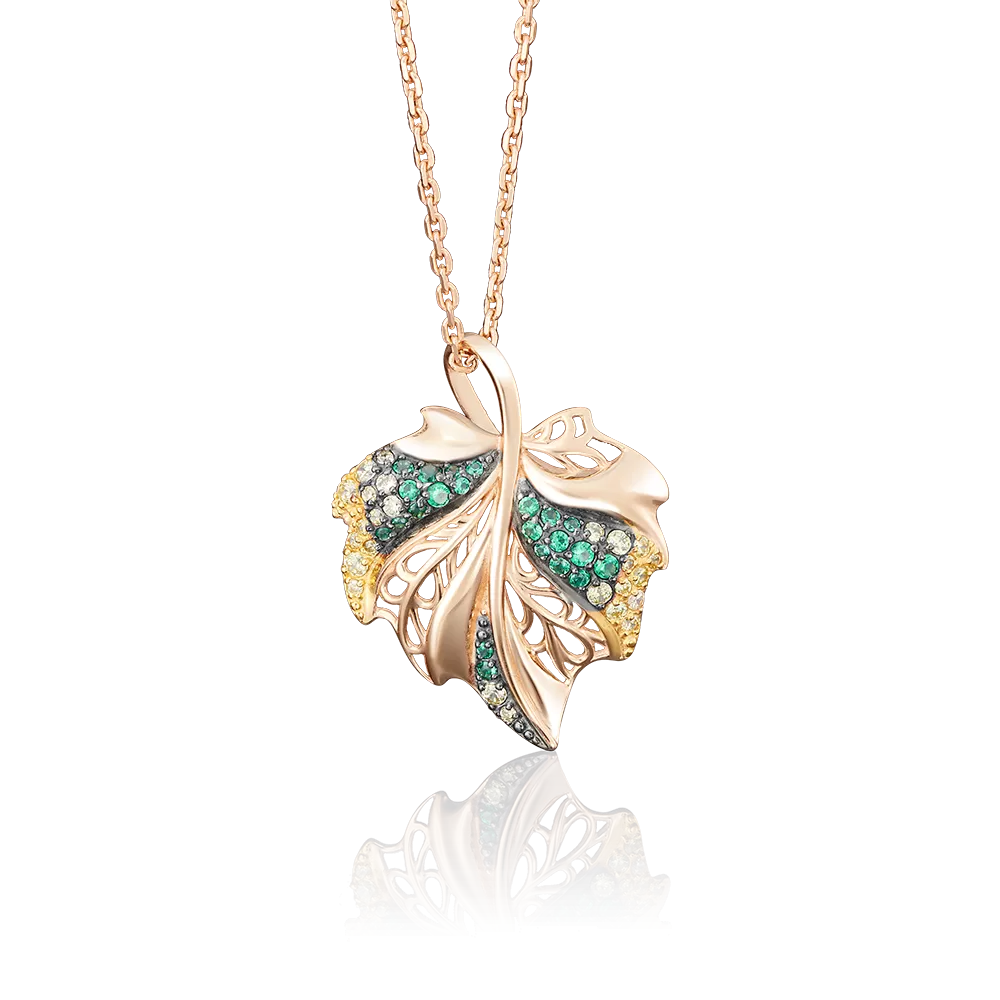 Подвеска «Лист» из красного золота с фианитами 03-2544-00-404-1110-24