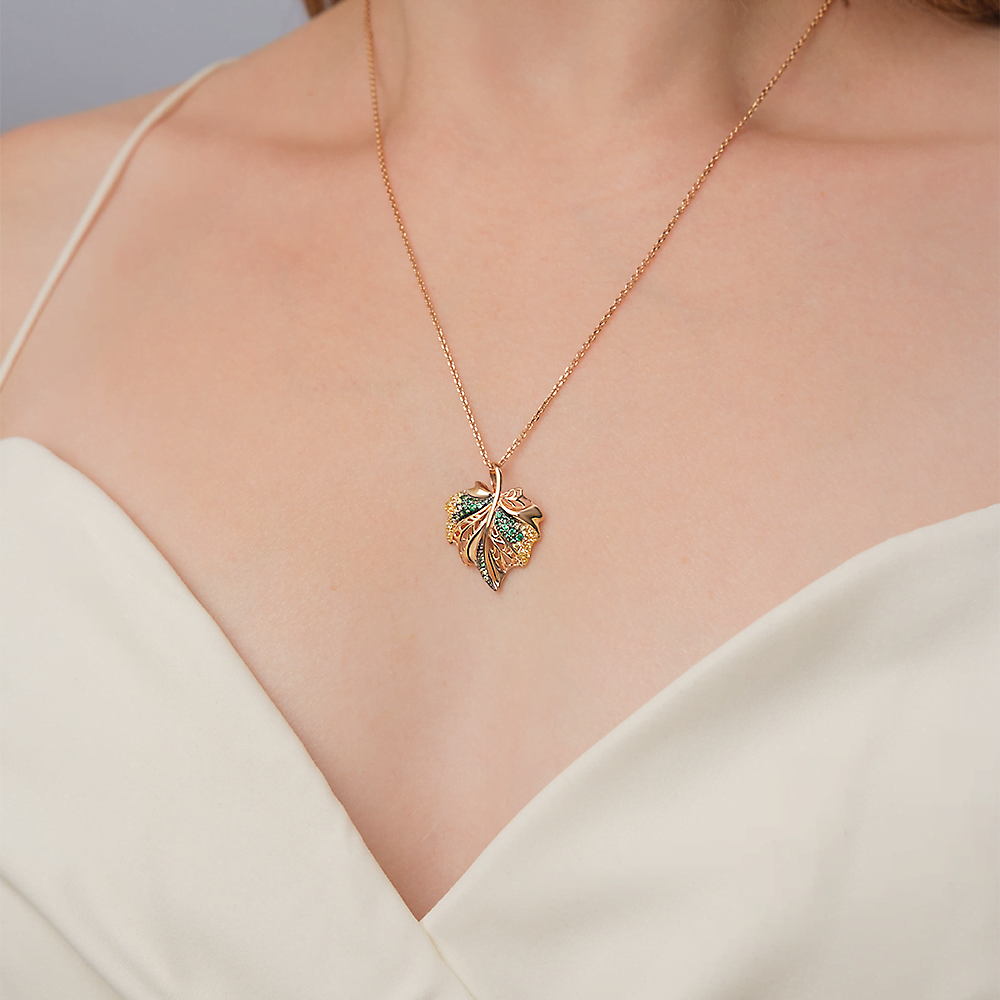 Подвеска «Лист» из красного золота с фианитами 03-2544-00-404-1110-24