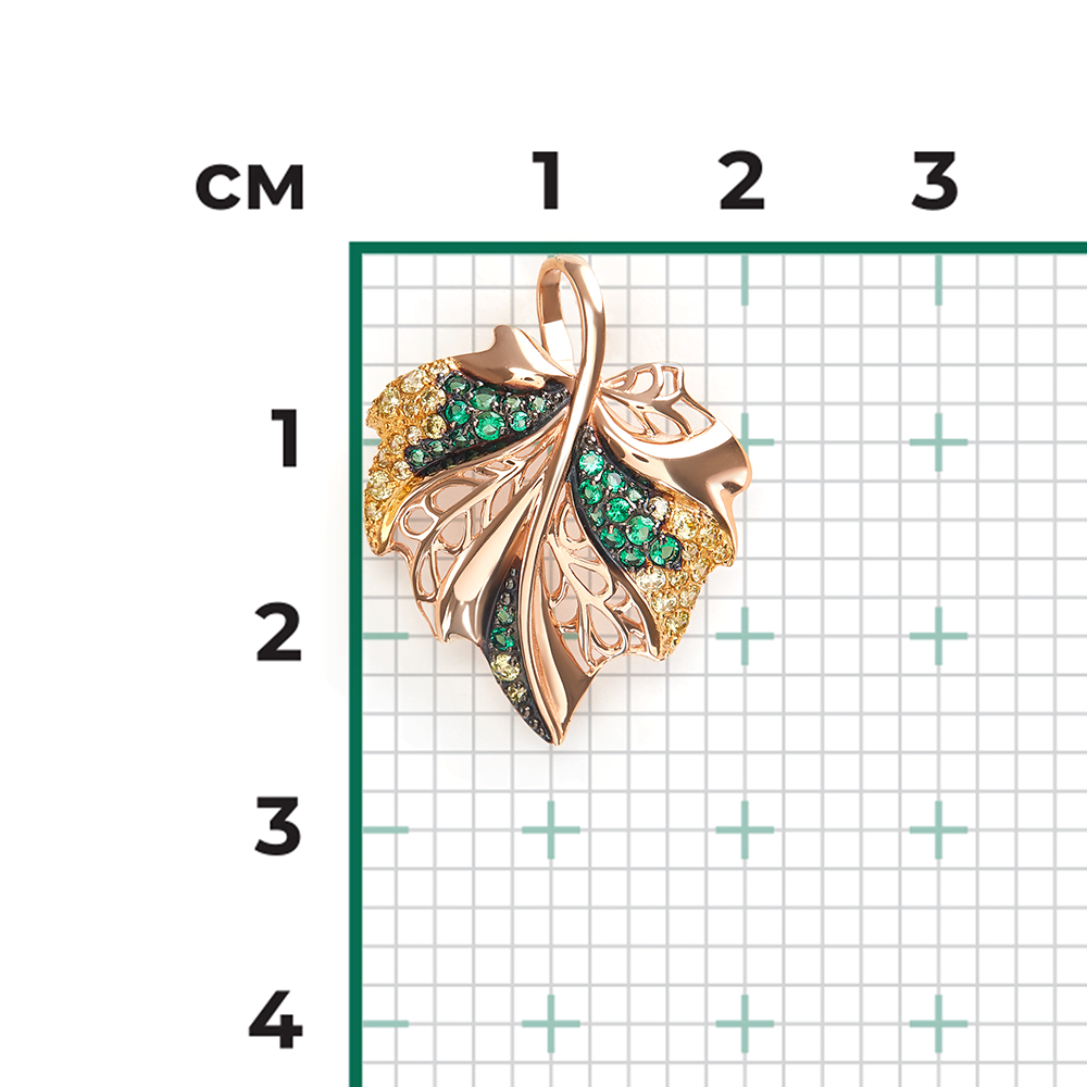 Подвеска «Лист» из красного золота с фианитами 03-2544-00-404-1110-24