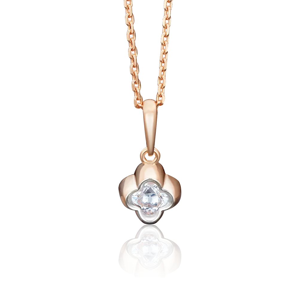 Подвеска из красного золота с фианитом 03-2546-00-501-1110-38