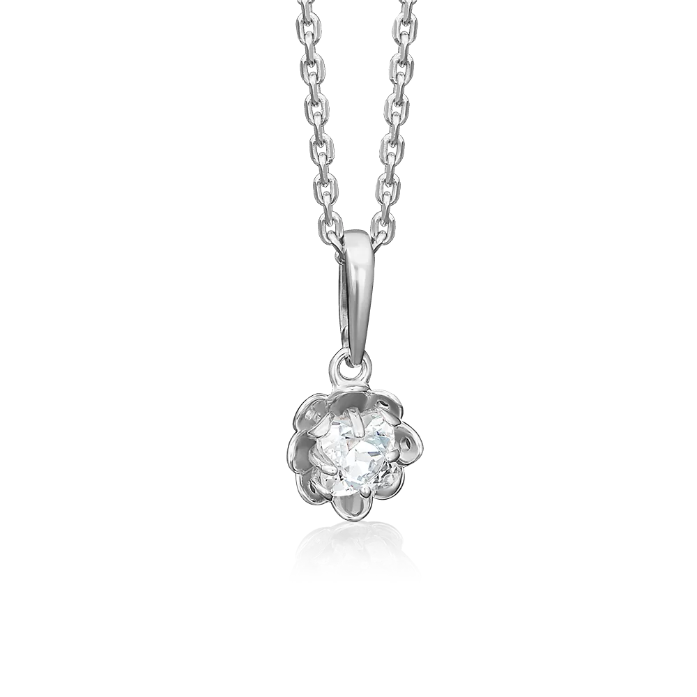Подвеска из белого золота с фианитом 03-2547-00-501-1120-38