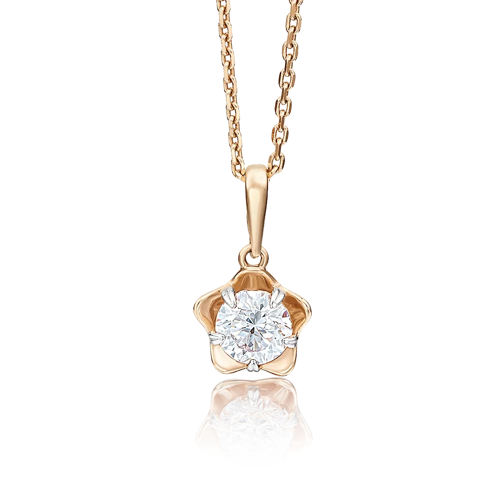 Подвеска из красного золота с фианитом 03-2549-00-501-1110-38