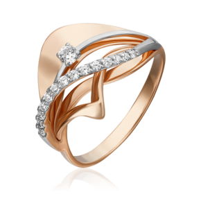 Кольцо из красного золота с фианитами 01-5273-00-401-1110-23