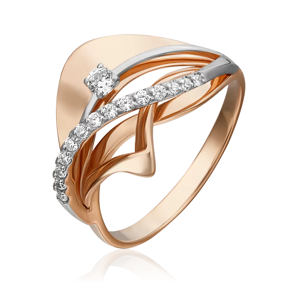 Кольцо из красного золота с фианитами 01-5273-00-401-1110-23