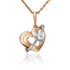 Подвеска «Сердце» из комбинированного золота с фианитом 03-3010-00-401-1111-48