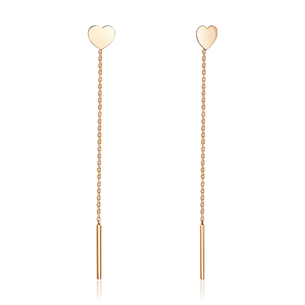 Серьги-цепочки «Сердца» из красного золота 02-5576-00-000-1110