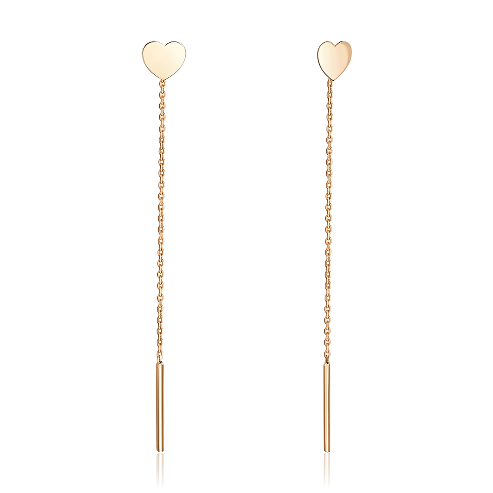 Серьги-продевки «Сердца» из красного золота 02-5576-00-000-1110