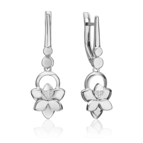 Серьги с английским замком из белого золота с бриллиантами 02-4996-00-101-1120