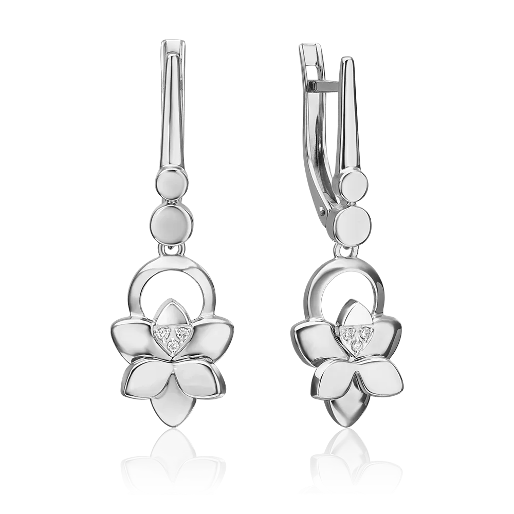 Серьги с английским замком из белого золота с бриллиантами 02-4996-00-101-1120