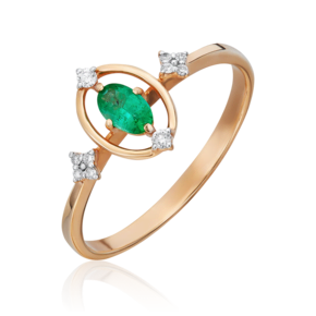 Кольцо из красного золота с изумрудом и бриллиантами 01-5520-00-106-1110-30