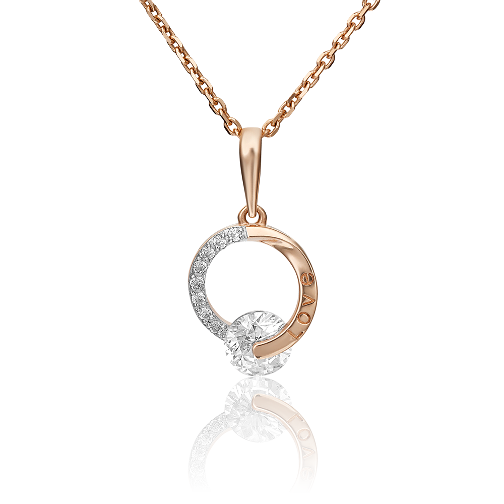 Подвеска «Любовь» из красного золота с фианитами 03-3057-00-401-1110