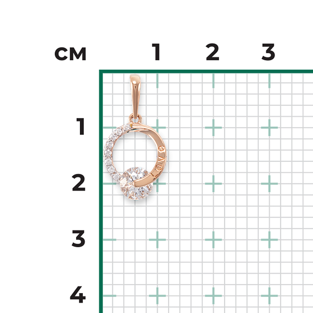 Подвеска «Любовь» из красного золота с фианитами 03-3057-00-401-1110