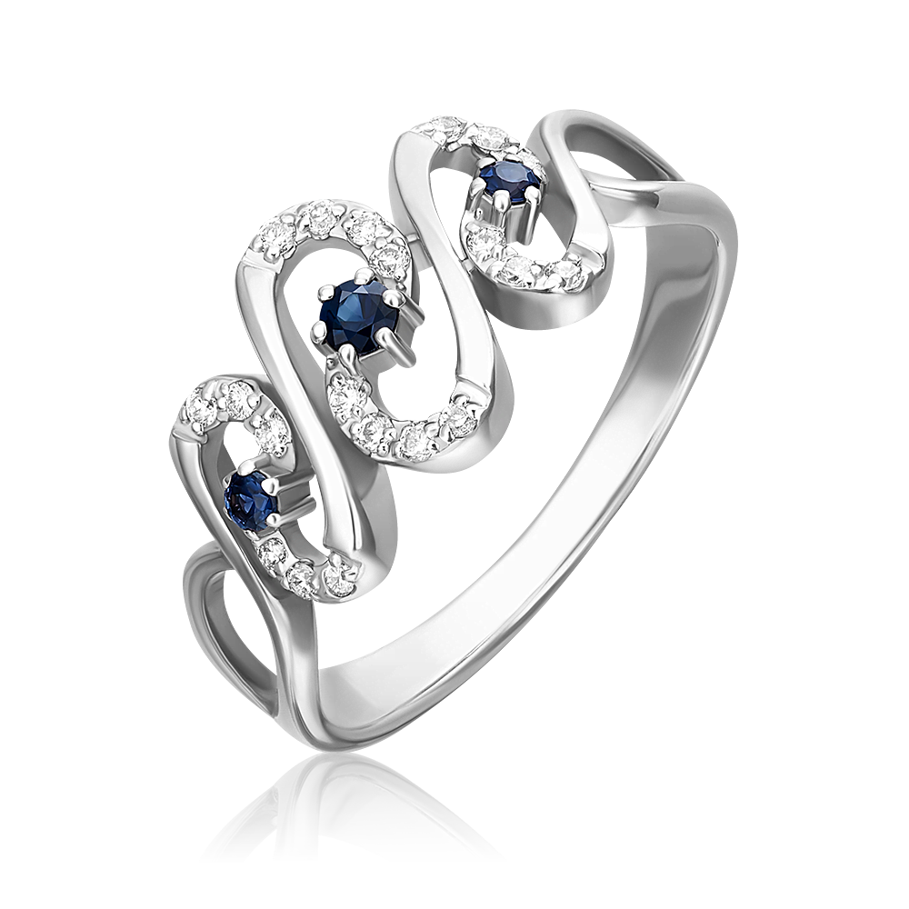 Кольцо из белого золота с сапфирами и бриллиантами 01-2256-00-105-1120-30