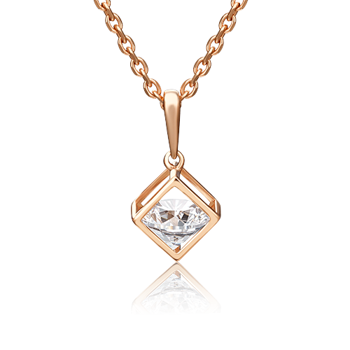 Подвеска из красного золота с фианитом 03-2972-00-501-1110-38