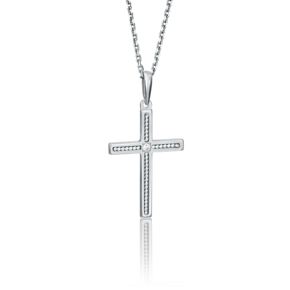 Декоративный крест из белого золота с фианитом 03-2737-00-401-1120-03
