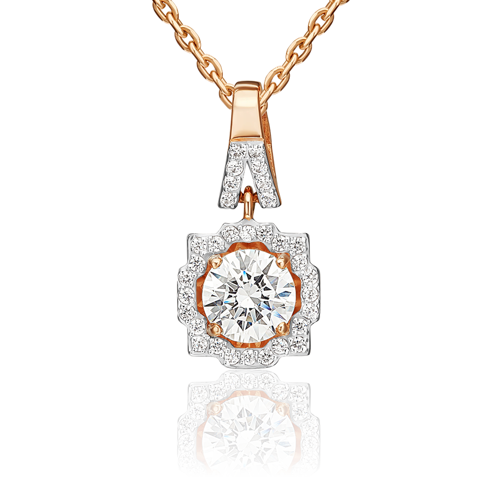 Подвеска из красного золота с фианитами 03-0486-00-501-1110-38