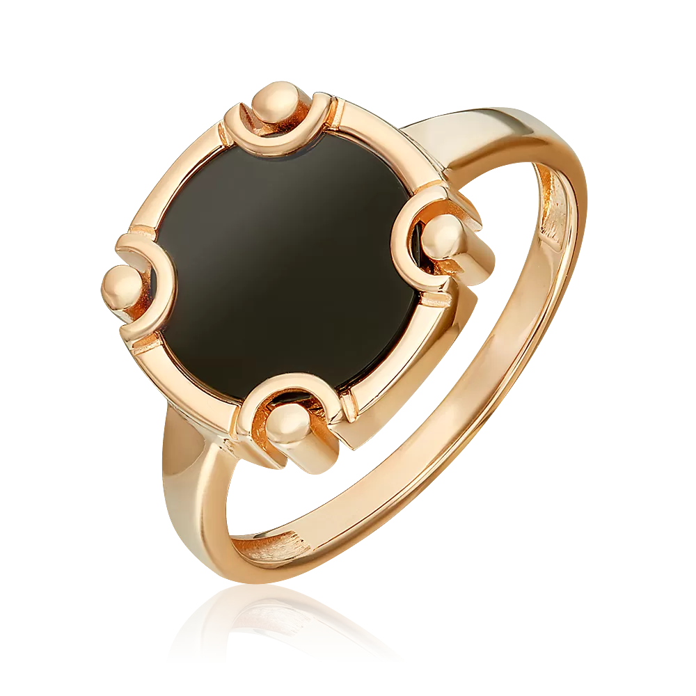 Кольцо из красного золота с ониксом 01-5858-00-281-1110